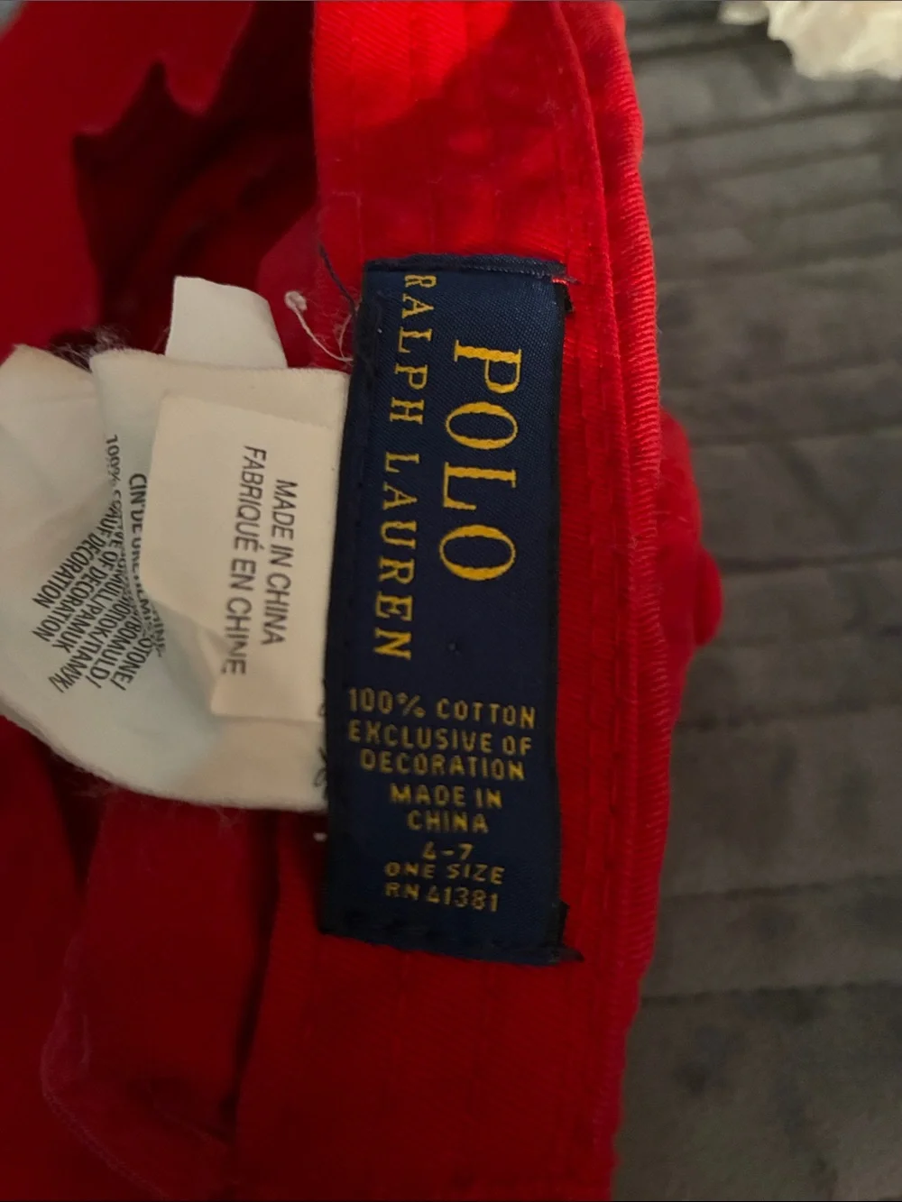 Polo by Ralph Lauren Bright Red Kids Polo Baseball Hat with Navy Lettering